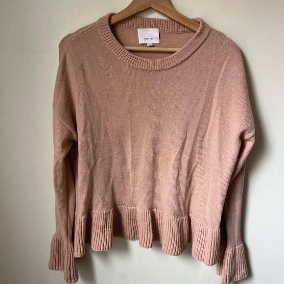 Cinq a Sept - Peach Bell Sleeve Sweater w/ Peplum Hem Size XS - Picture 3 of 5